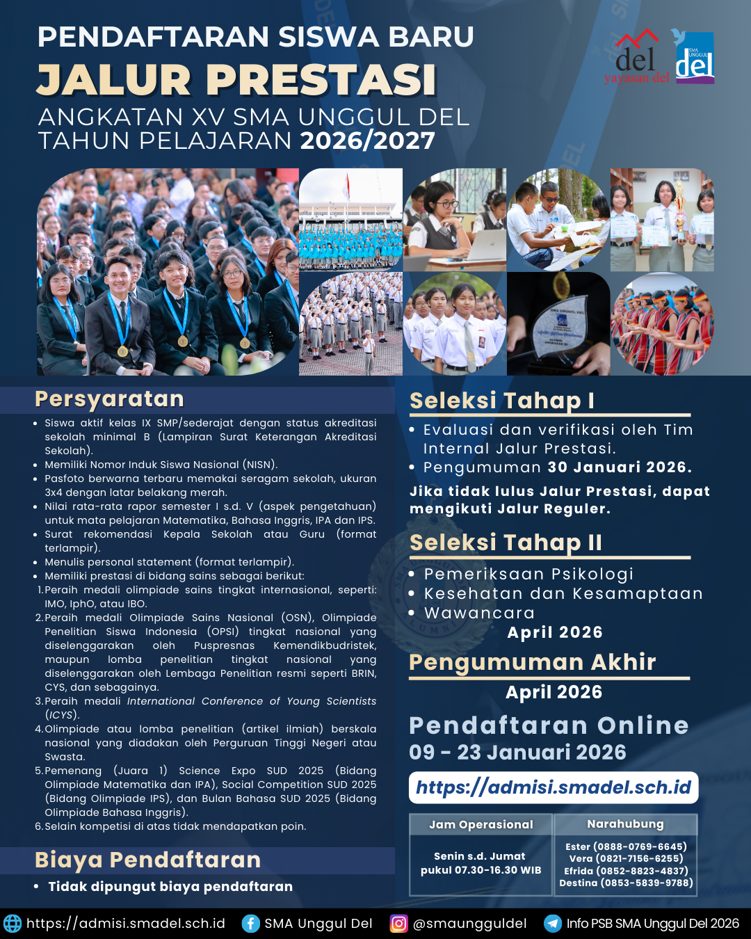 JALUR PRESTASI PSB SMA UNGGUL DEL 2026