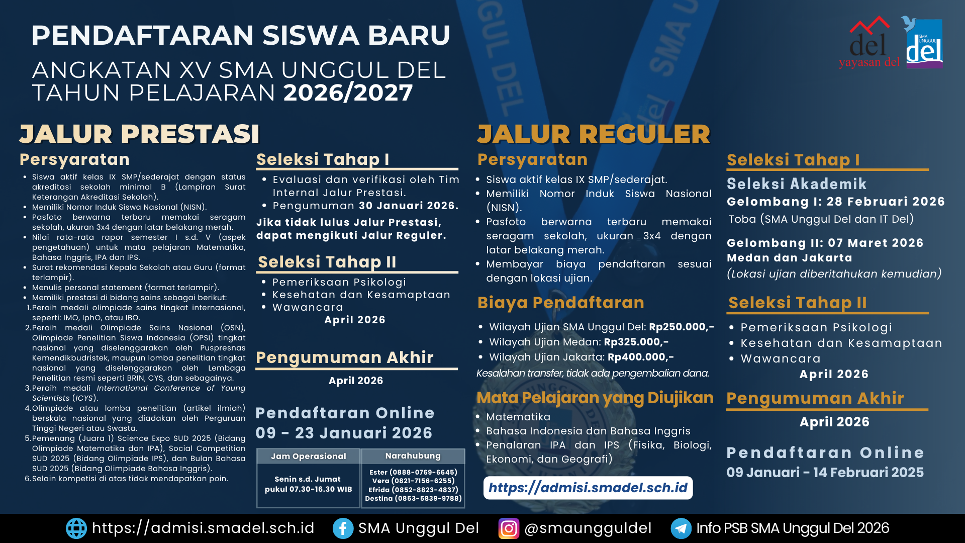 INFORMASI PENDAFTARAN SISWA BARU SMA UNGGUL DEL 2026