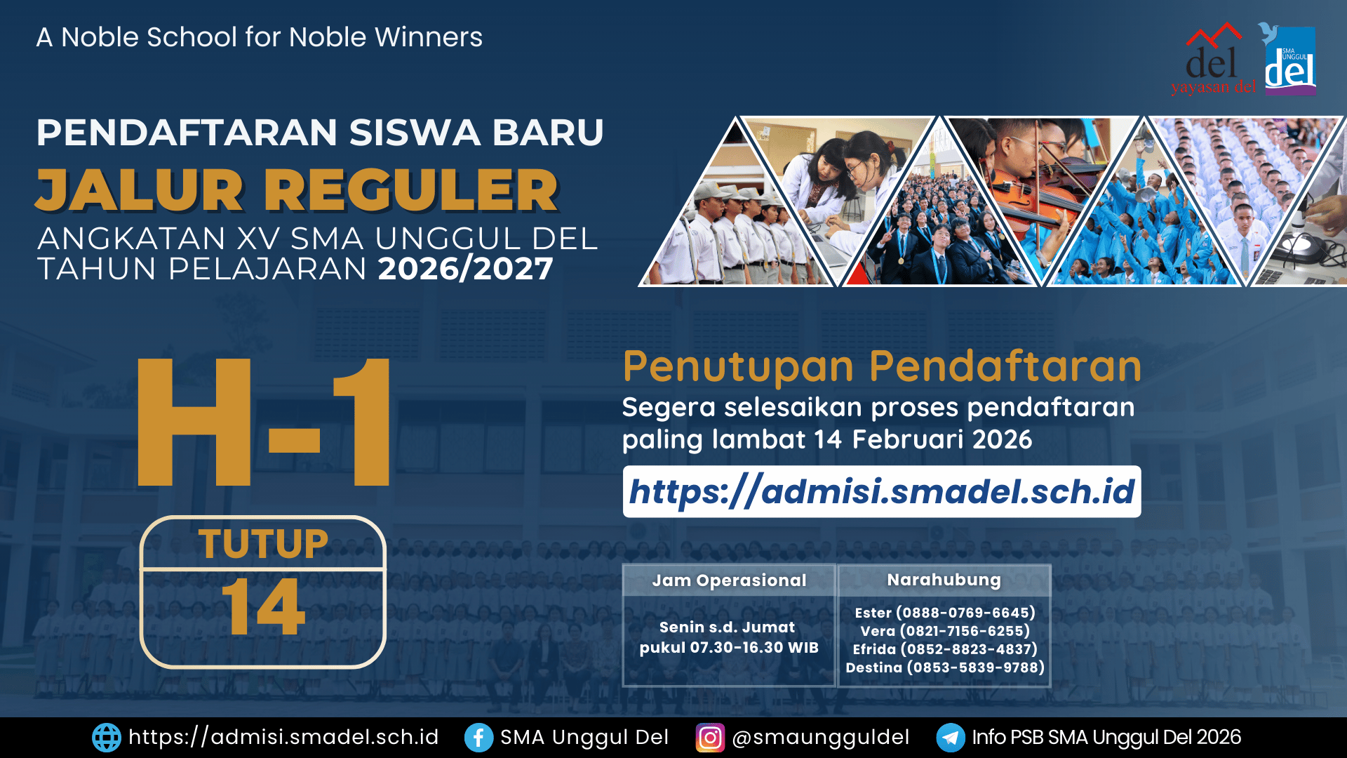 H-1 PENUTUPAN PENDAFTARAN JALUR REGULER PSB SUD 2026
